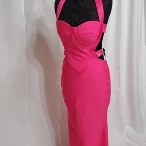 Fashion Nova Hot Pink Strapless Dress